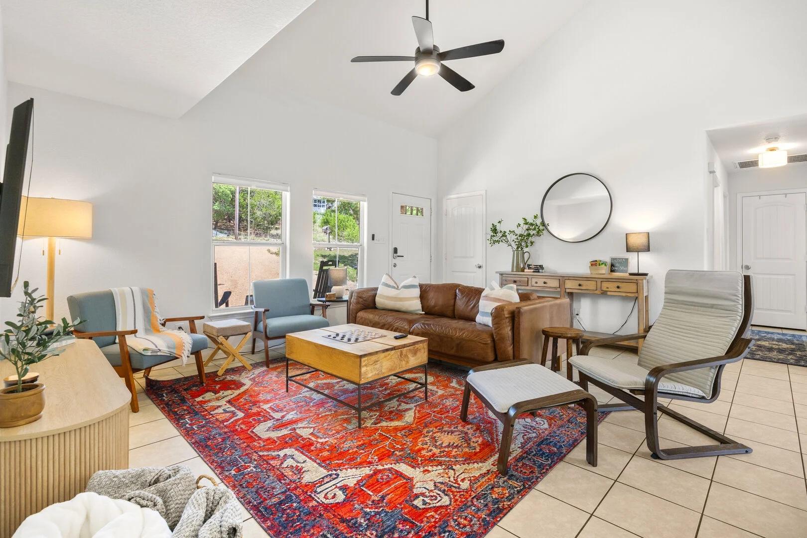 Open-concept living room with easy light